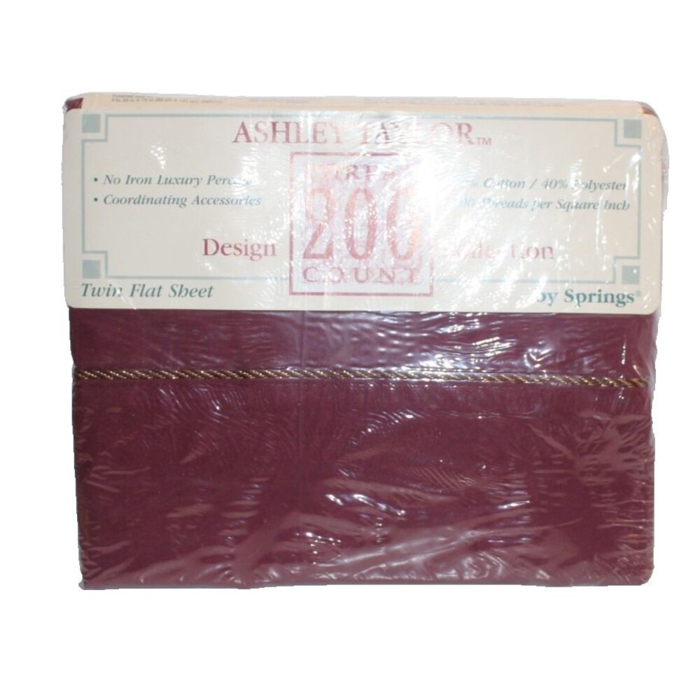 Ashley Taylor Flat Twin Sheet 200 Thread Count Burgundy